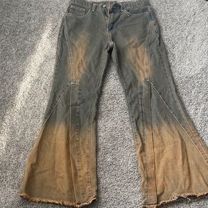 Two-Tone Flared Jeans